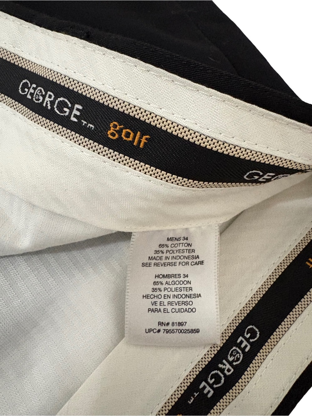 George Black Flat Front Pleated Men's Shorts - Picture 4 of 4